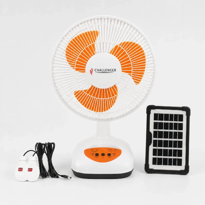 VENTILADOR RECARGABLE CHALLENGER DE 12″ CON PANEL SOLAR