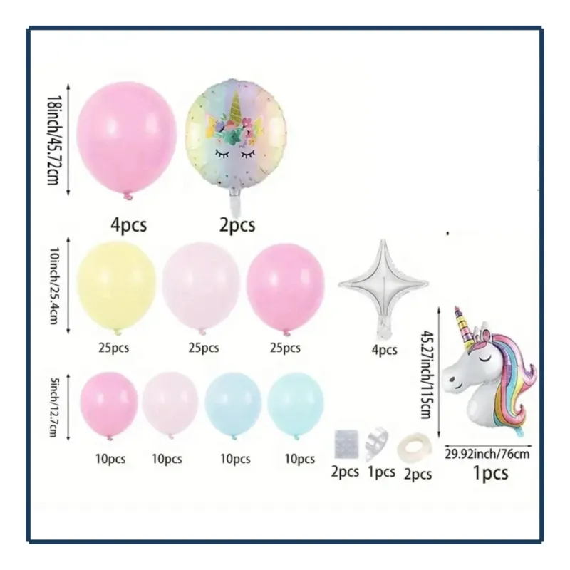 Set de Globos - Unicornio (130Pzas)