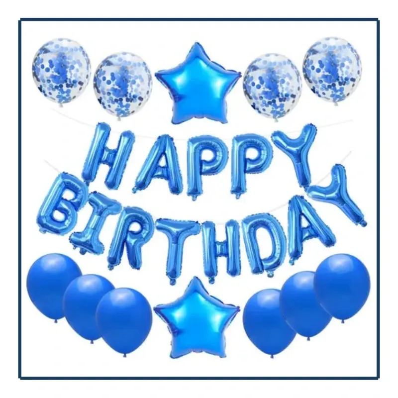 Set de Globos - Happy Birthday Azul (25Pzas)