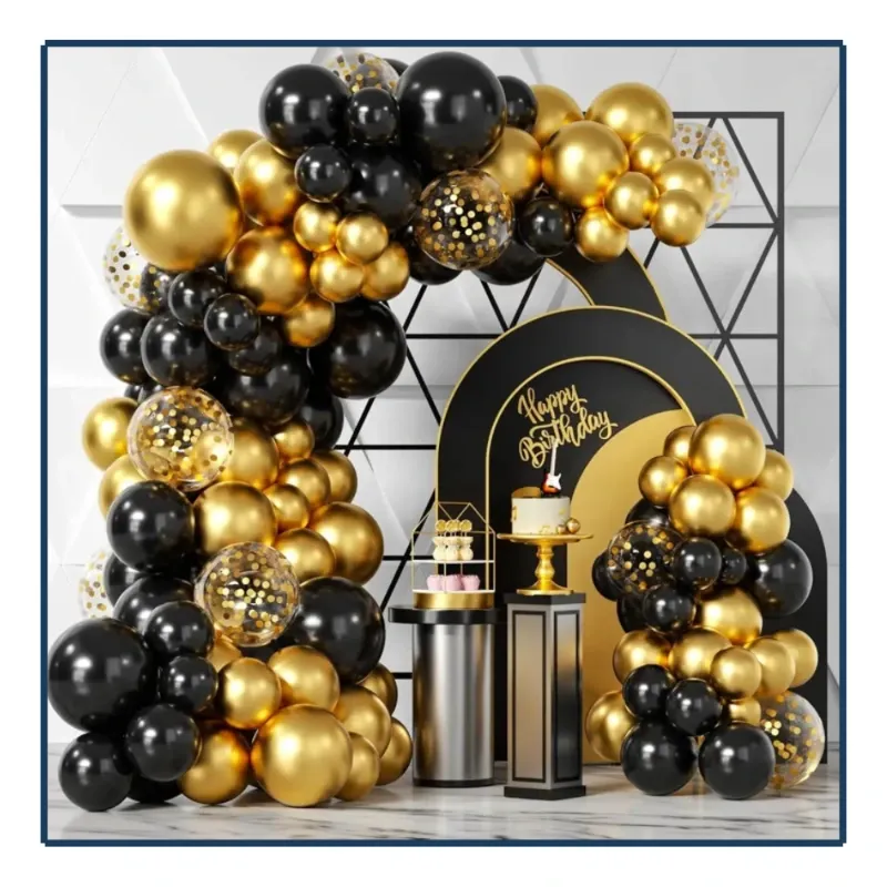 Set de Globos - Negro/Dorado (107Pzas)