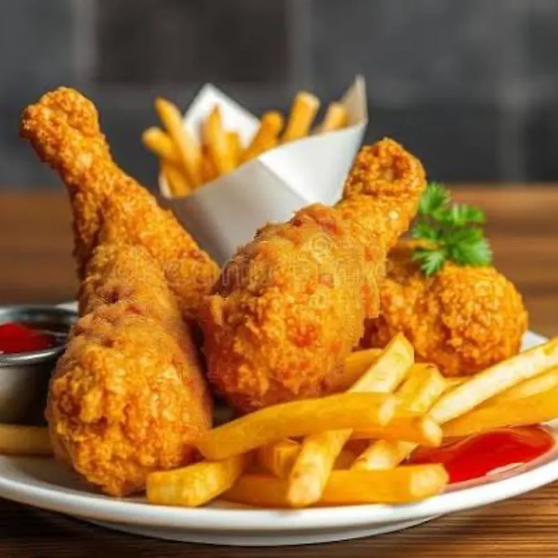 Pollitos con patatas fritas 