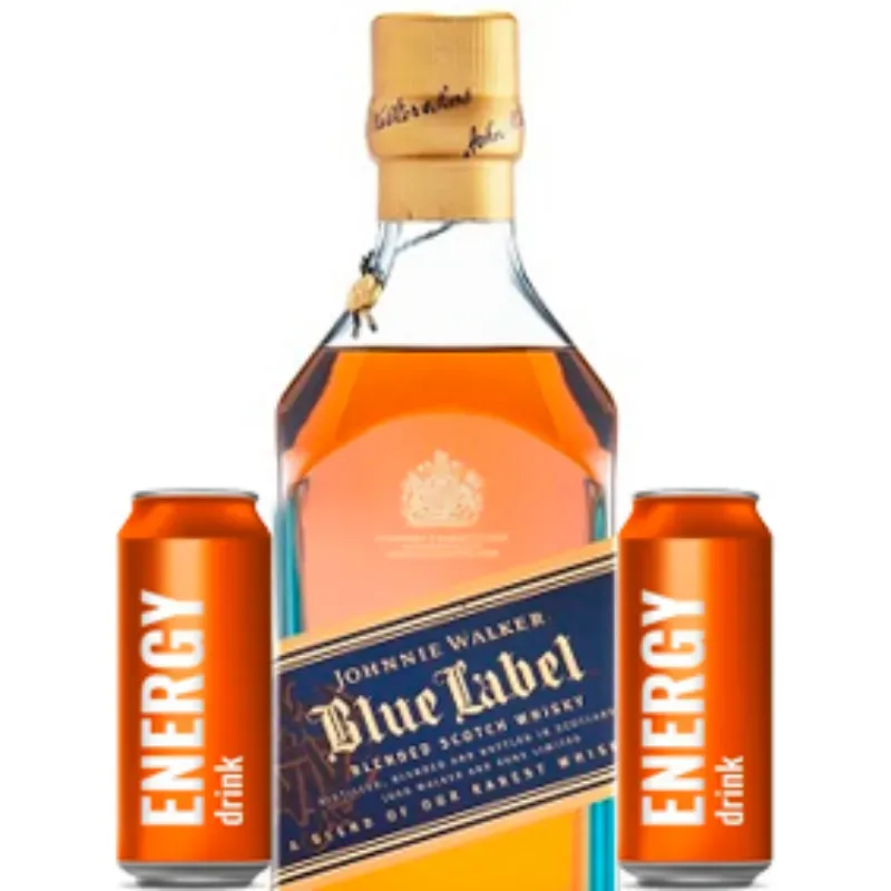 JOHNNIE WALKER BLUE LABEL 750ml + ENERGIZANTES 