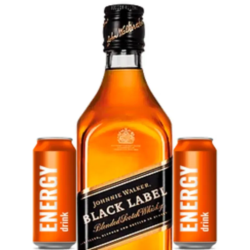 JOHNNIE  WALKER BLACK LABEL 750 ML + 2 ENERGIZANTES