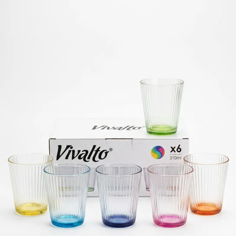 Set 6 Vaso Raya Transparente de Color Vivalto