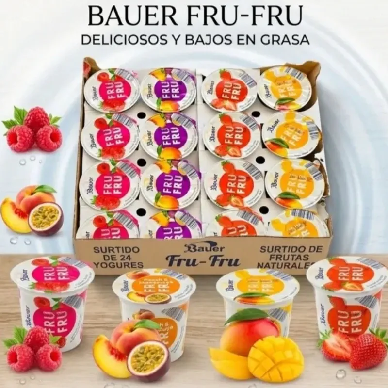 CAJA DE YOGURES Fru Fru surtida con 4 sabores( 🍓 🍒🥭 🍑 ) 20 Unidades