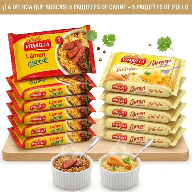 10 SOPAS INSTANTÁNEAS( 5 DE RES+ 5 DE POLLO) 🐂🐔