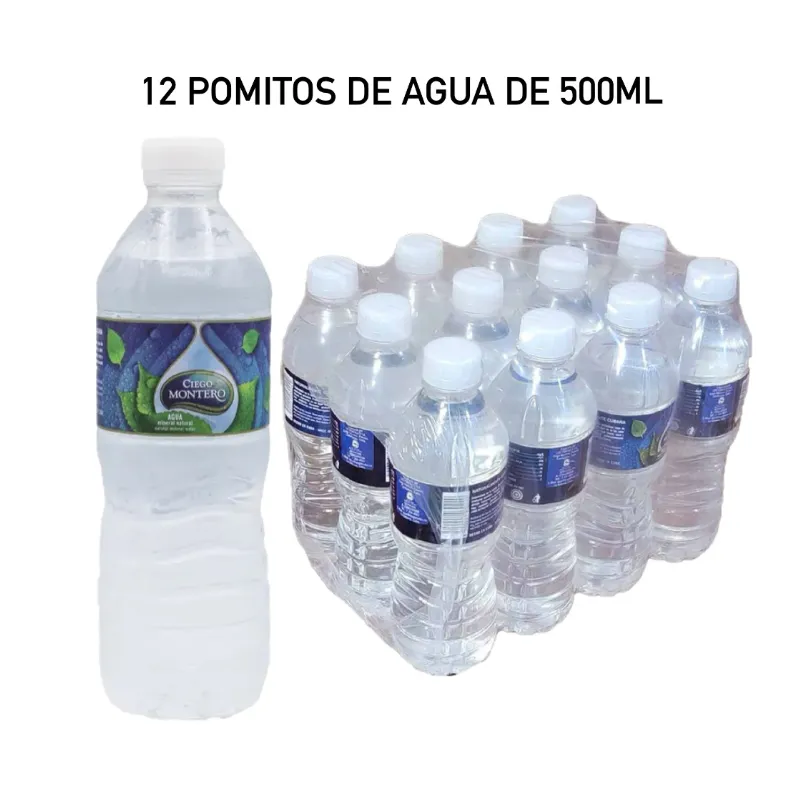 12 POMOS DE AGUA CIEGO MONTERO de 500 ML💧