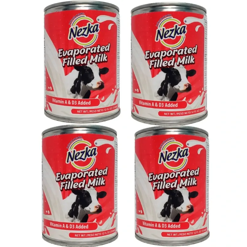 4 Latas de Leche Evaporada Nezka de 354 ml