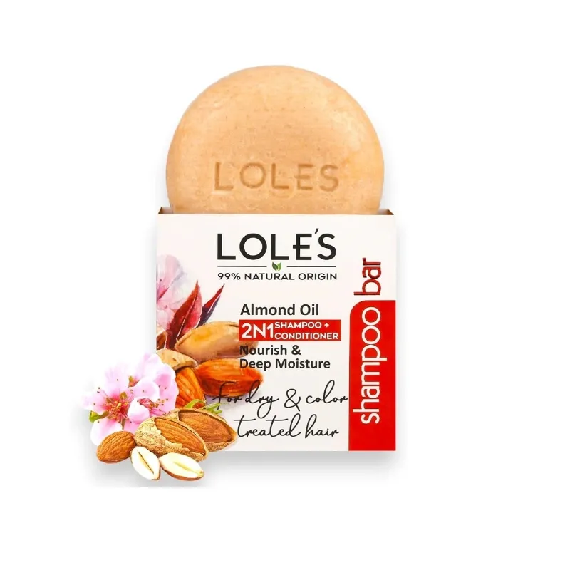 LOLE'S Champú y acondicionador de aceite de almendras 2 en 1