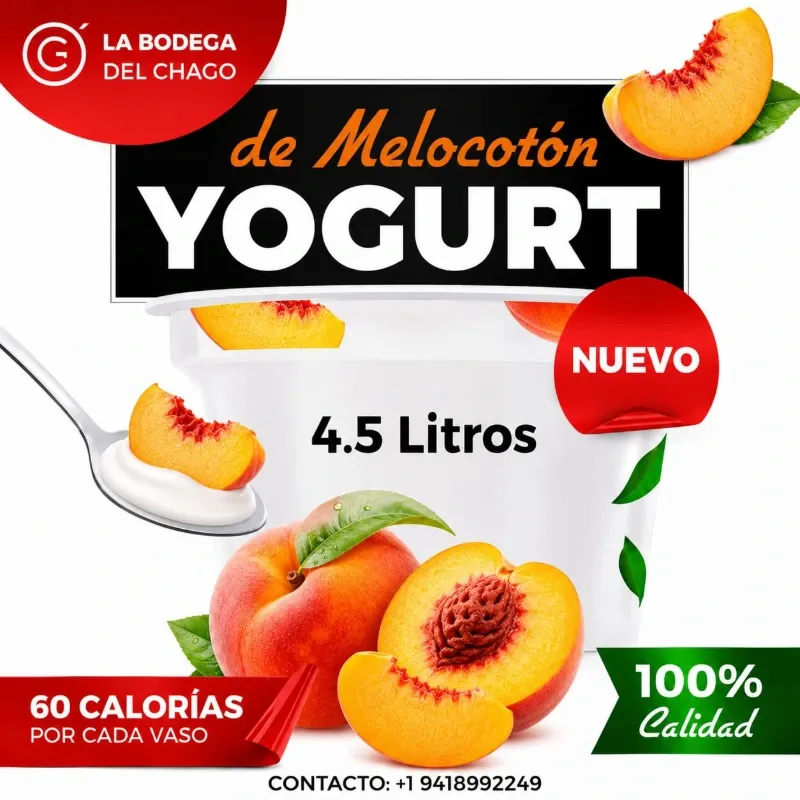 Yogurt Probiótico de Melocotón -4.5 litros *Nuevo Producto