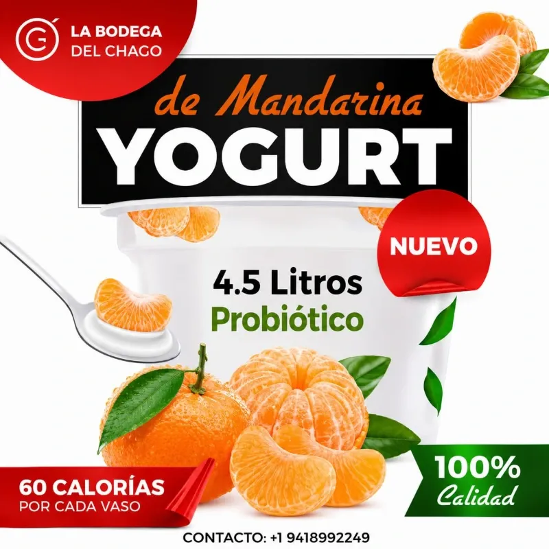 Yogurt Probiótico de Mandarina - 4.5 litros *Nuevo y Exquisito